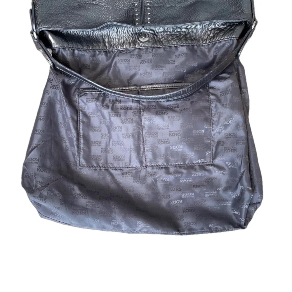 MICHAEL KORS METALLIC LEATHER  STUDDED BAG